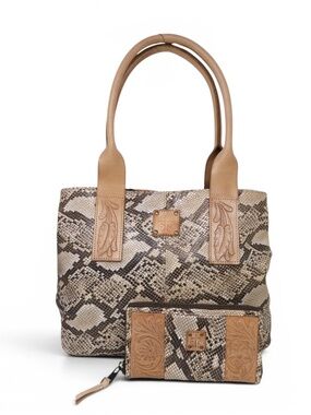 Set STS Ranchwear Stella Leather Snake Print Tote  and Kacy Organizer wallet